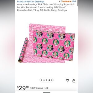 NWT 2 rolls of Barbie Christmas Gift Wrap
